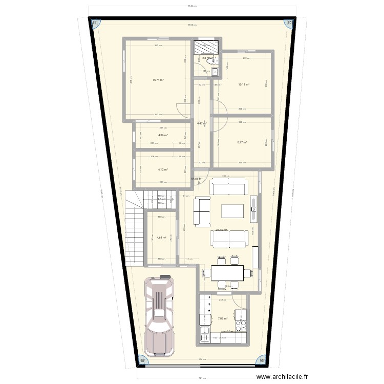 Plan 2021. Plan de 13 pièces et 263 m2