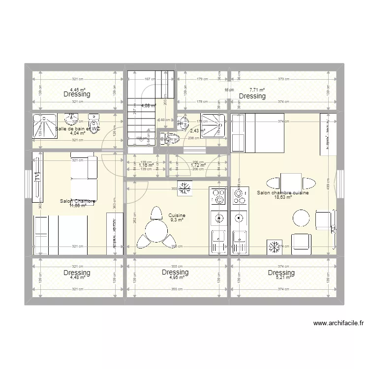 R+1 S&eacute;paration - Maison Meaux. Plan de 