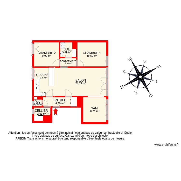 BI 11561 . Plan de 16 pièces et 74 m2