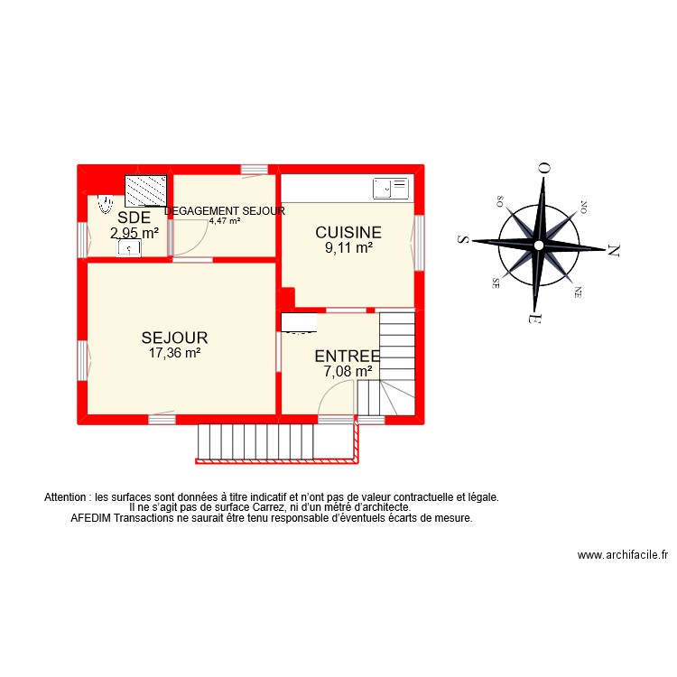 BI 10162 RDC . Plan de 7 pièces et 39 m2