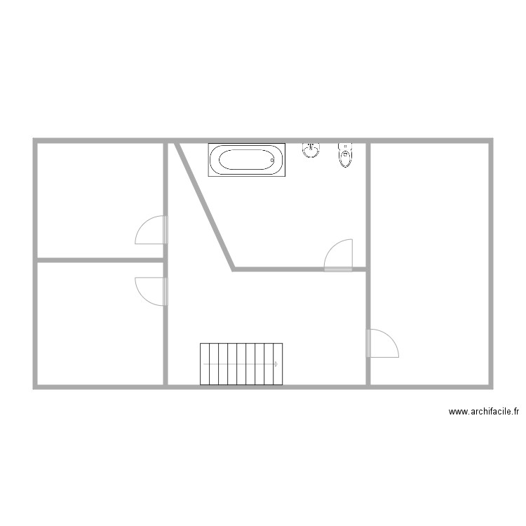 Etage  courrière. Plan de 5 pièces et 85 m2