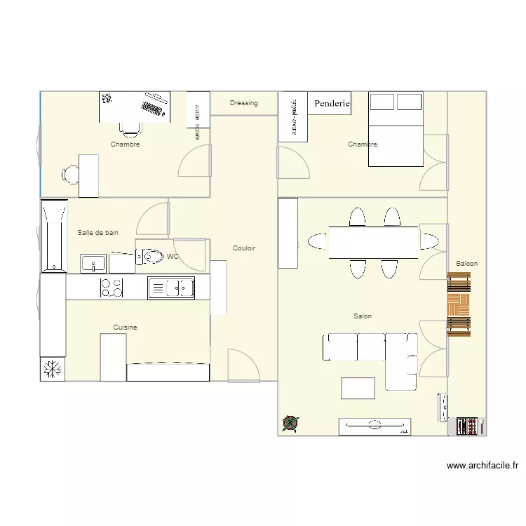 Appartement T3. Plan de 