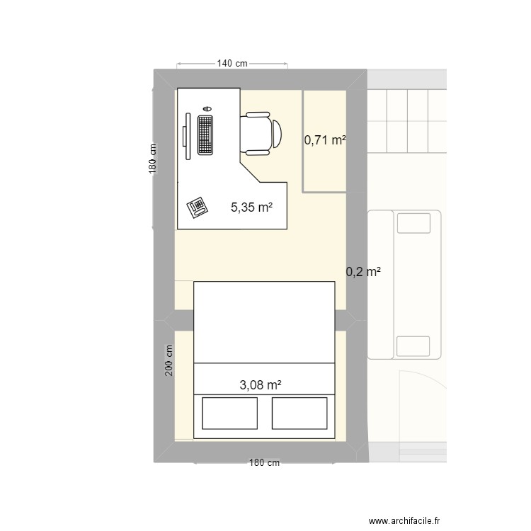 annexe maison . Plan de 7 pièces et 42 m2