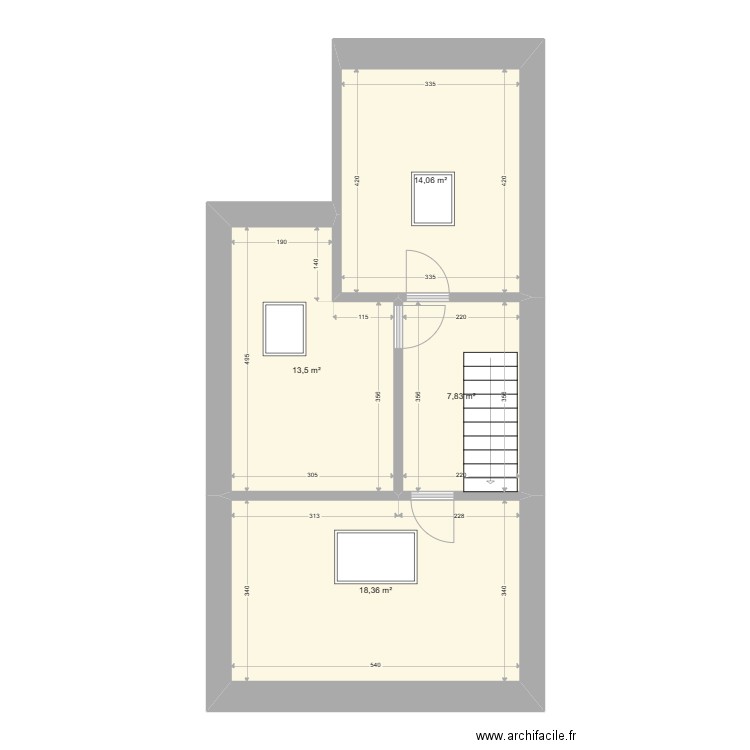 Plan Sommethonne niveau 2. Plan de 4 pièces et 54 m2