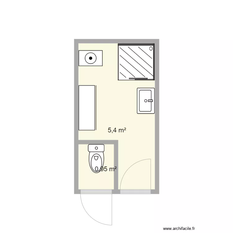 Bannet SDB existant. Plan de 