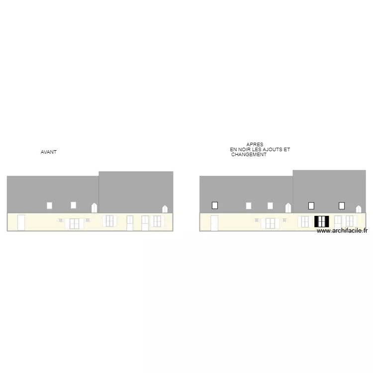 facade maison. Plan de 