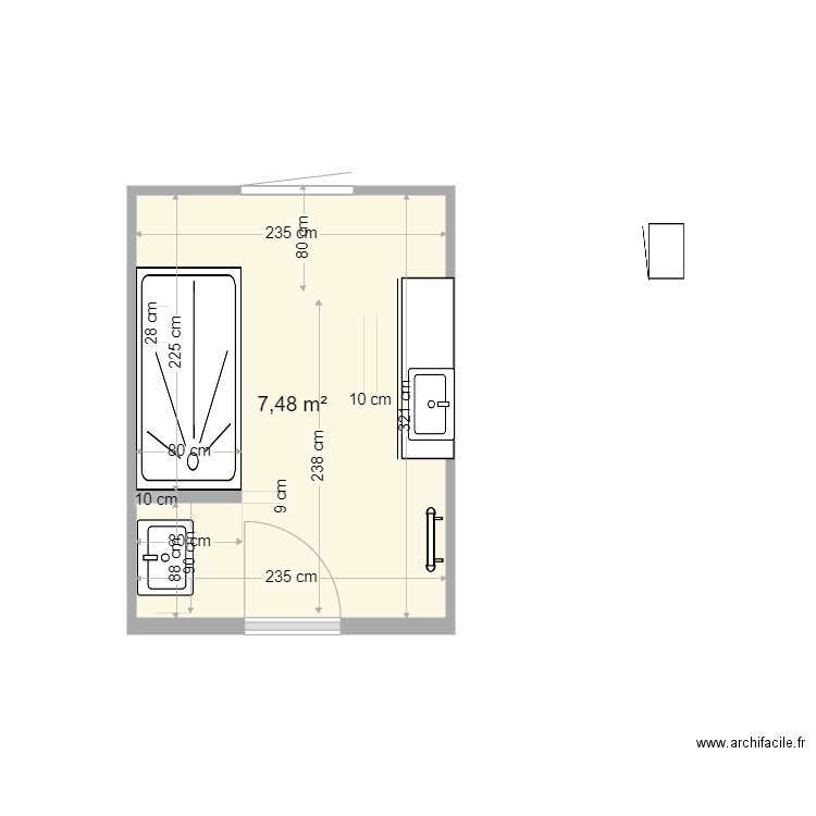 SALLE DE BAIN MARINA. Plan de 1 pièce et 7 m2