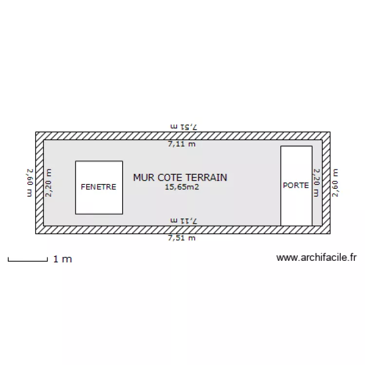 MUR COTE TERRAIN. Plan de 