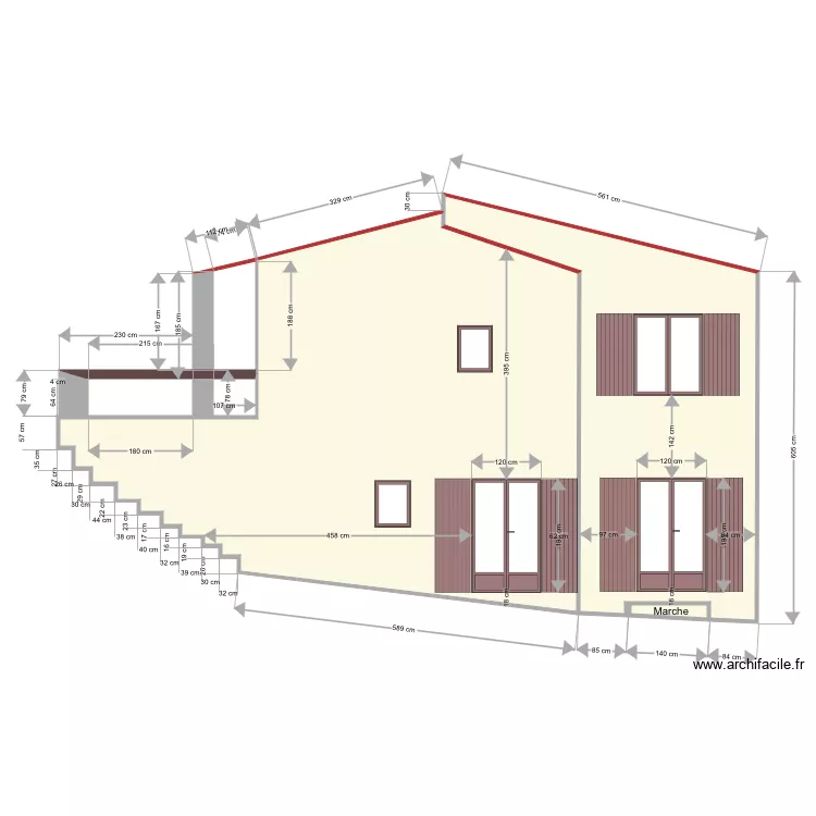 DP4 Façade sud est après travaux. Plan de DP4 Façade sud est après travaux. Plan de
