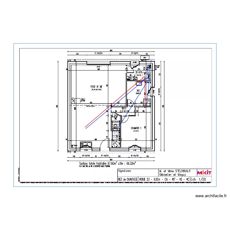 STERBAUT Plan hydraulique. Plan de 