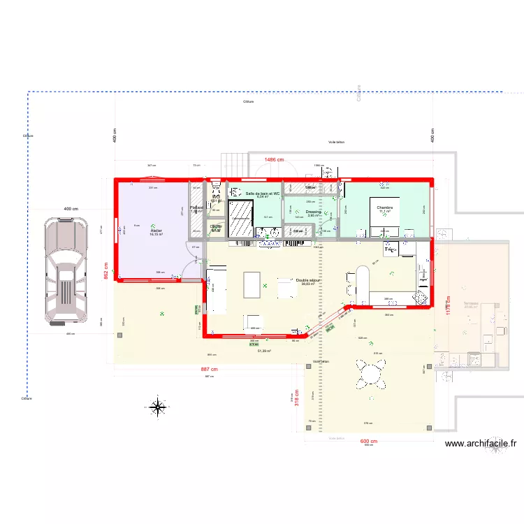 la Balinaise cuisine ferm&eacute;e. Plan de 