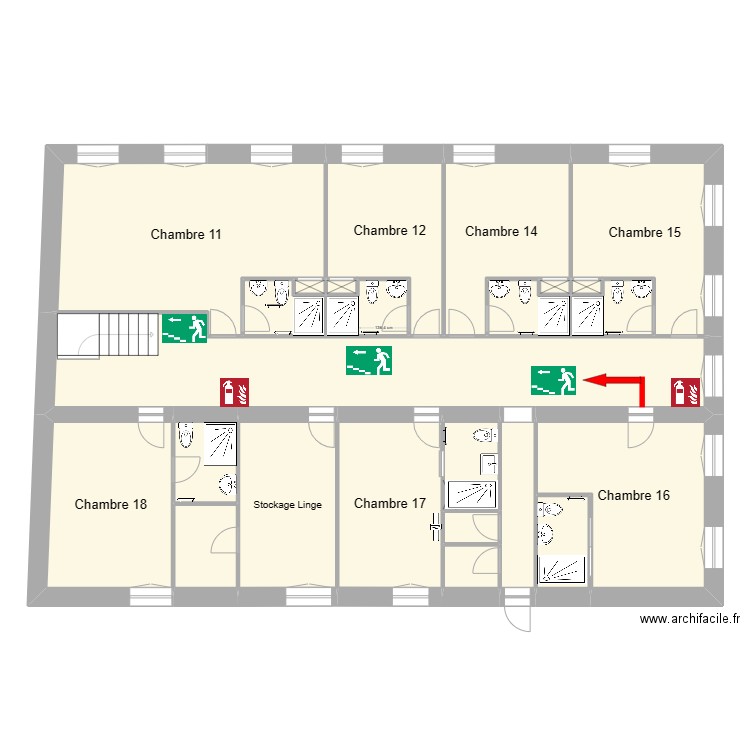 RodinEtage Plan Evac Ch16. Plan de 24 pièces et 192 m2