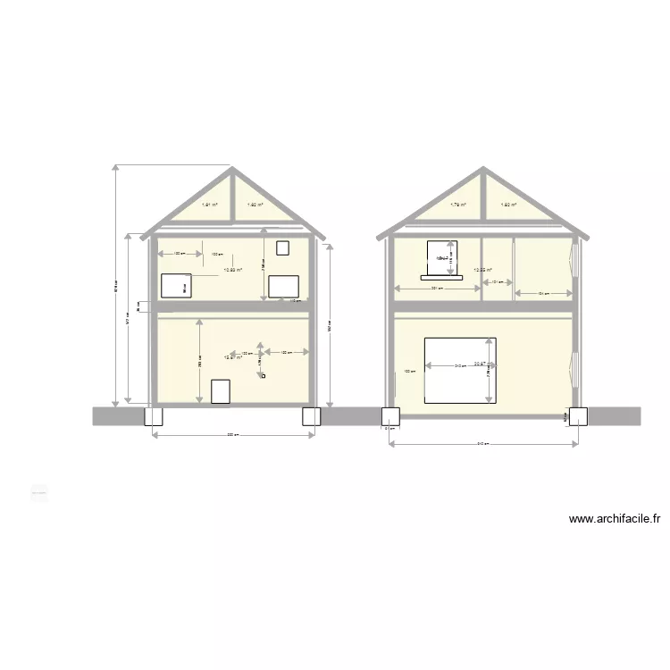 COUPE PROFIL MAISON . Plan de 