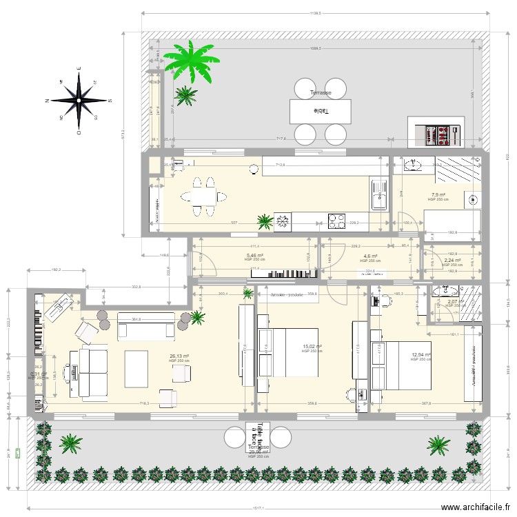 Plan appartement Cambronne. Plan de 14 pièces et 165 m2