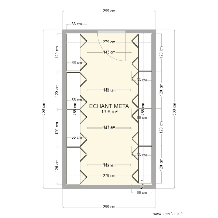 ECHANT META. Plan de 1 pièce et 14 m2