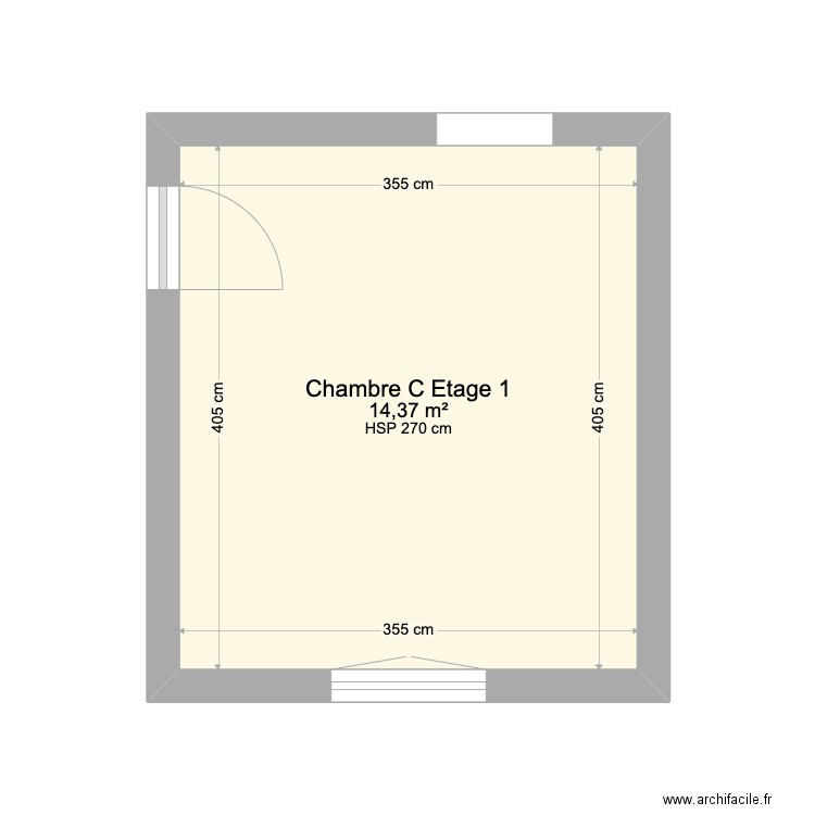Maison Guy Lechien Chambre C Etage 1. Plan de 1 pièce et 14 m2