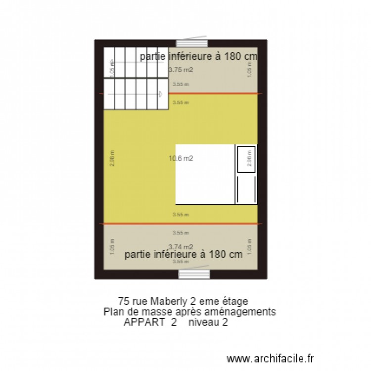 Plan de masse  2 eme étage 75 MABERLY APPART 2 après aménagements. Plan de 0 pièce et 0 m2