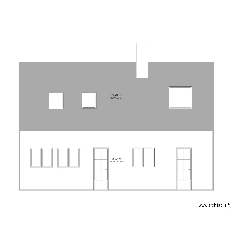 FACADE ARRIERE. Plan de 2 pièces et 64 m2