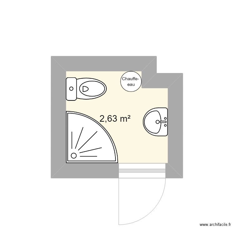 PLAN EUGENIE. Plan de 1 pièce et 3 m2