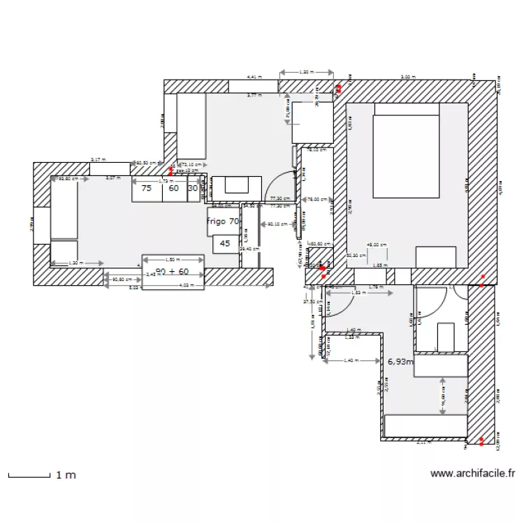 WC dressing. Plan de WC dressing. Plan de