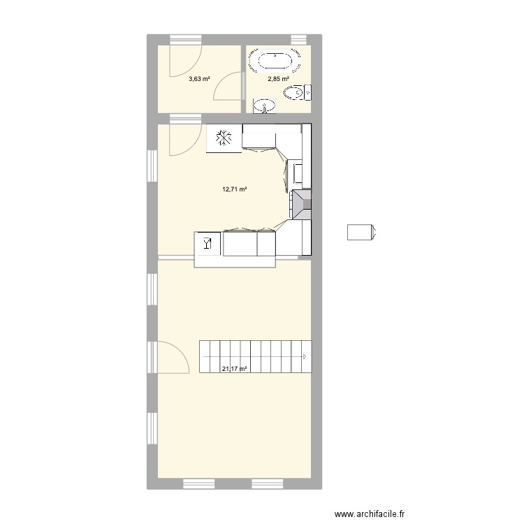 Delmar Kitchen. Plan de 4 pièces et 40 m2