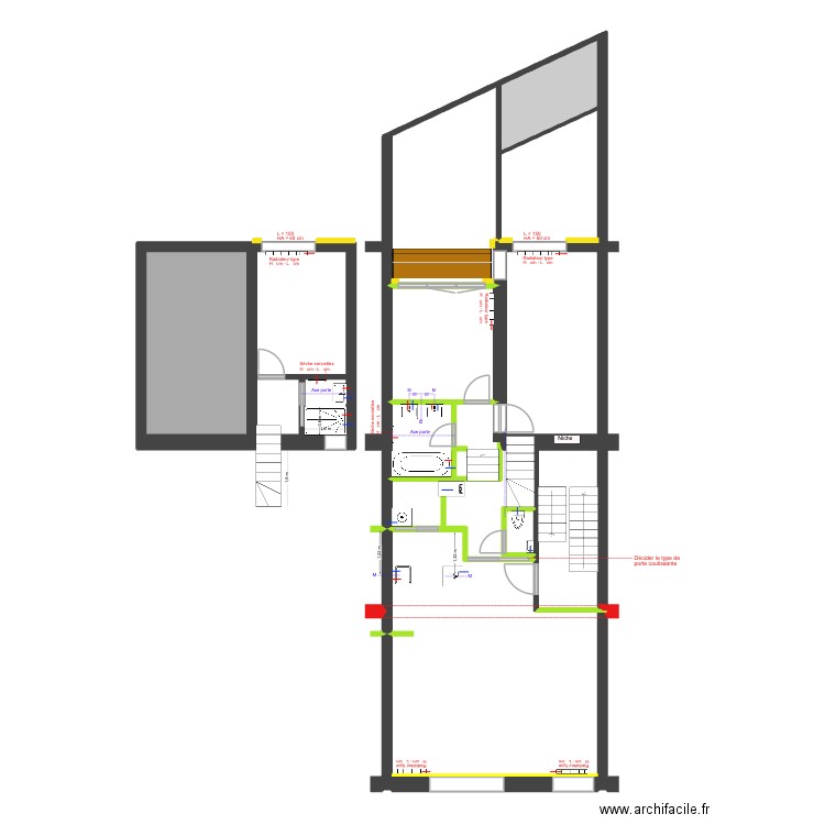 BAUCQ 77 1e étage Eau Chauffage. Plan de 14 pièces et 99 m2