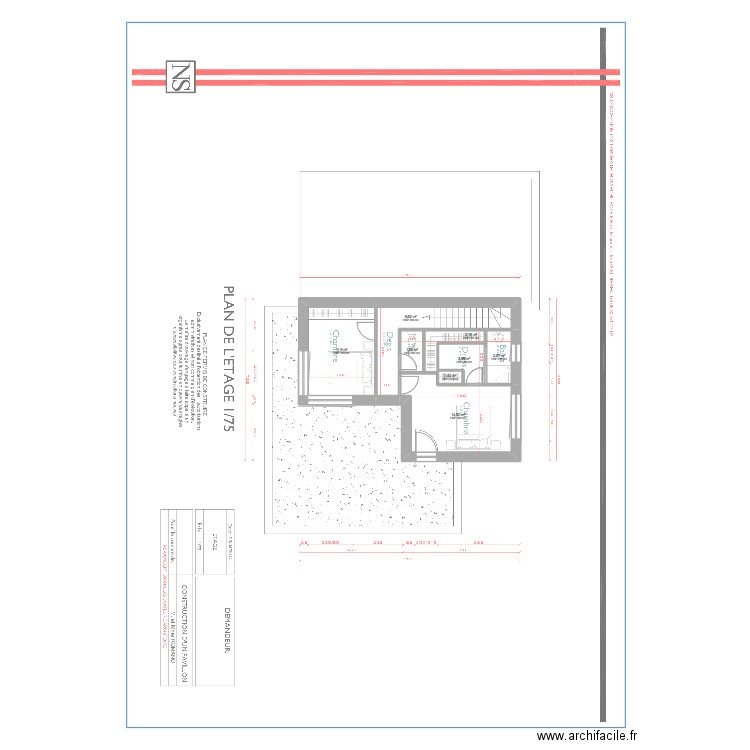 plan romano. Plan de 8 pièces et 46 m2