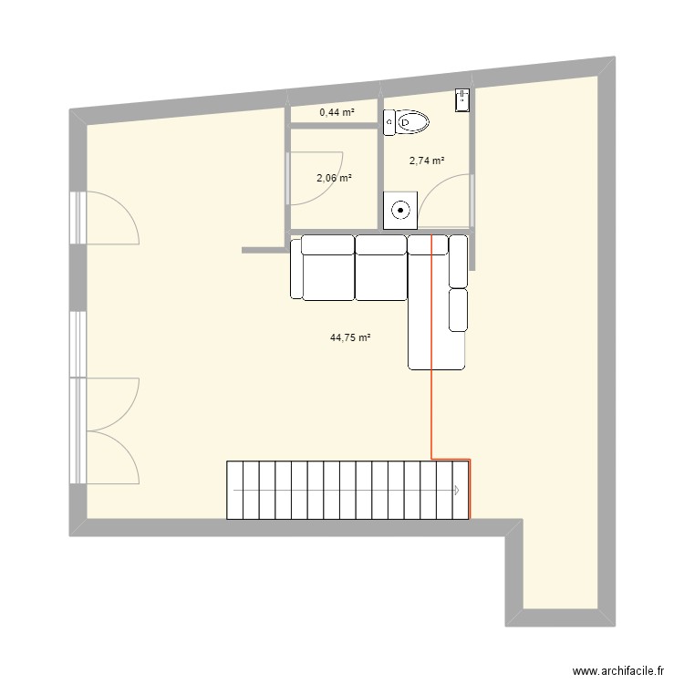 ANDREU. Plan de 4 pièces et 50 m2