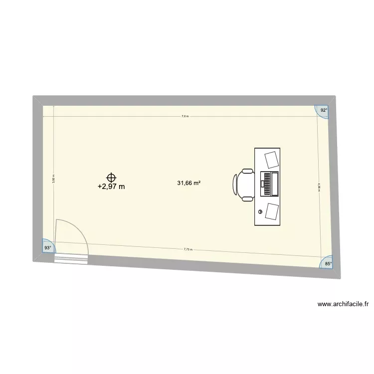plan studio Manfred v1. Plan de 1 Pièce et 32 m²
