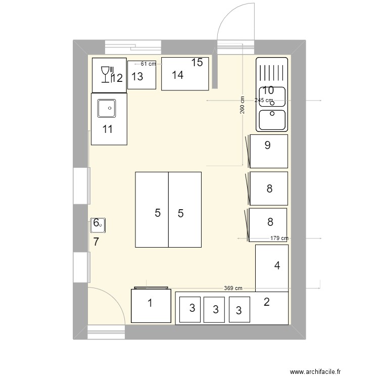 LES TROIS SOEURS. Plan de 1 pièce et 25 m2