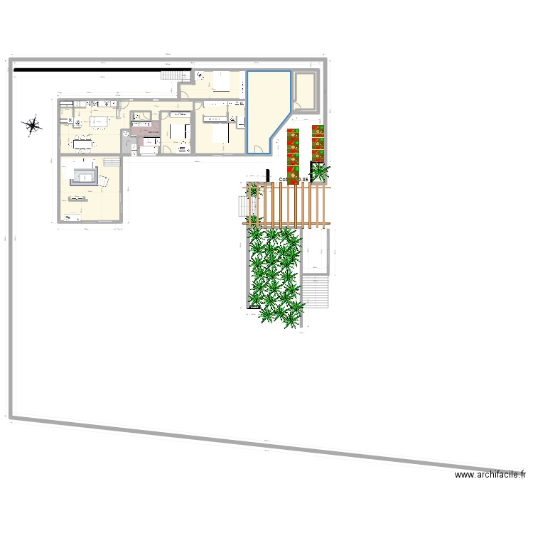 Barnouins 11 Plan intérieur coté. Plan de 16 pièces et 184 m2