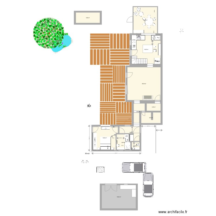 Extension Chambre Buanderie dans sdb Porte coté. Plan de 0 pièce et 0 m2