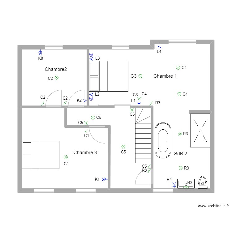 FANFAN 1ER elect. Plan de 4 pièces et 66 m2