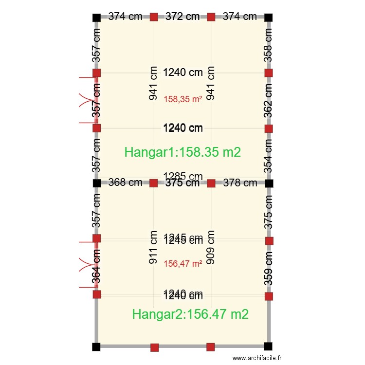 nouvelles semelles  hangar1bis. Plan de 2 pièces et 315 m2