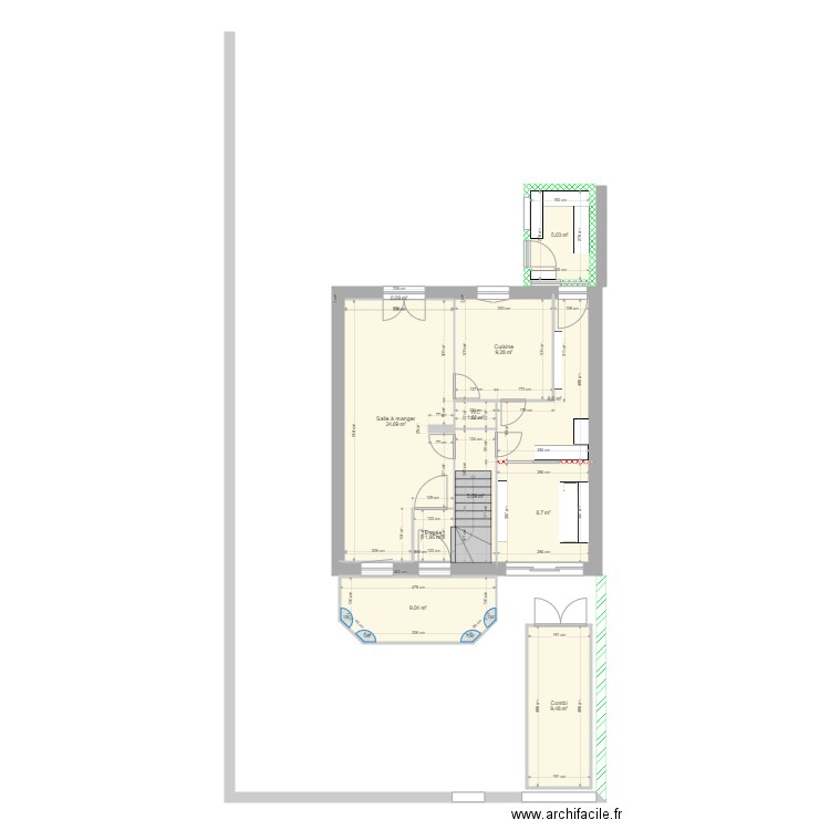 RDC 2. Plan de 11 pièces et 83 m2