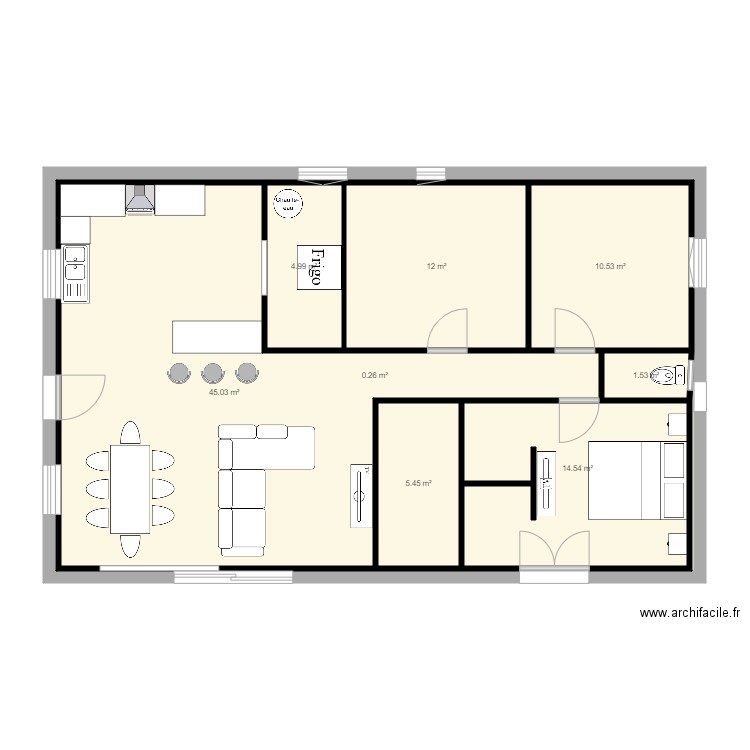 plein pied 90m2 3 chambres 2. Plan de 0 pièce et 0 m2