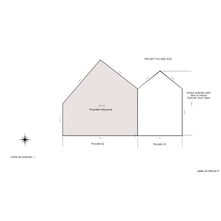 thierry facade sud projet. Plan de 0 pièce et 0 m2