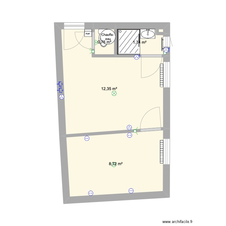 plan aménagé 2. Plan de 4 pièces et 24 m2