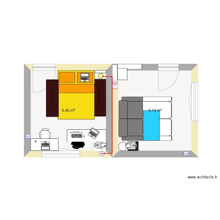 Aménagement télétravail. Plan de 0 pièce et 0 m2