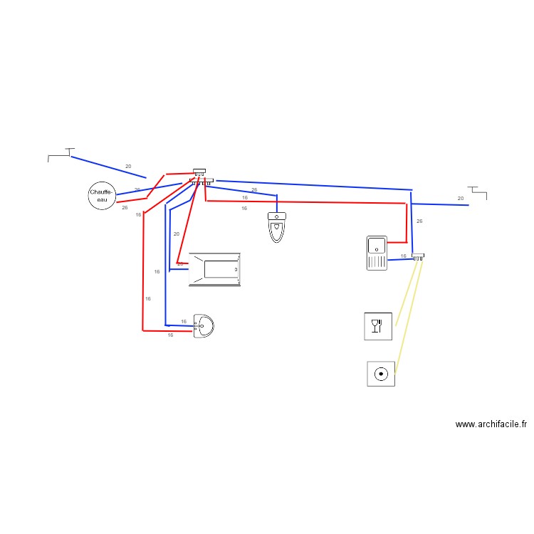 plomberie Alimentation. Plan de 0 pièce et 0 m2