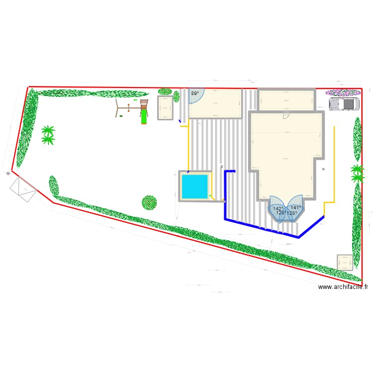 Plan masse LB version 2 avec pièces. Plan de 5 pièces et 165 m2