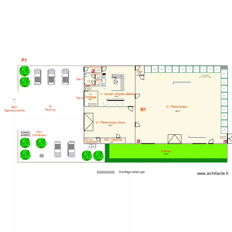 Dog's Factory. Plan de 