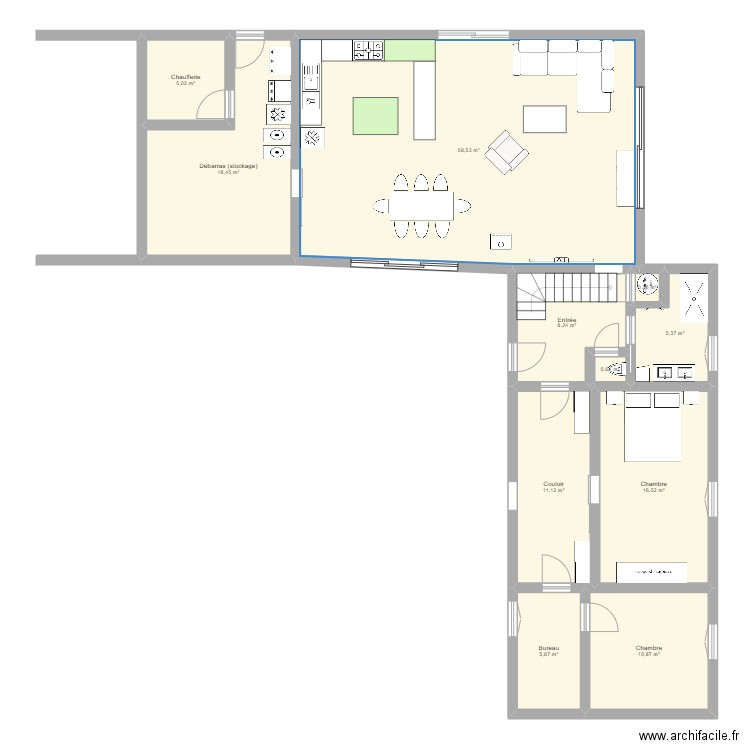 maison actuelle. Plan de 11 pièces et 141 m2