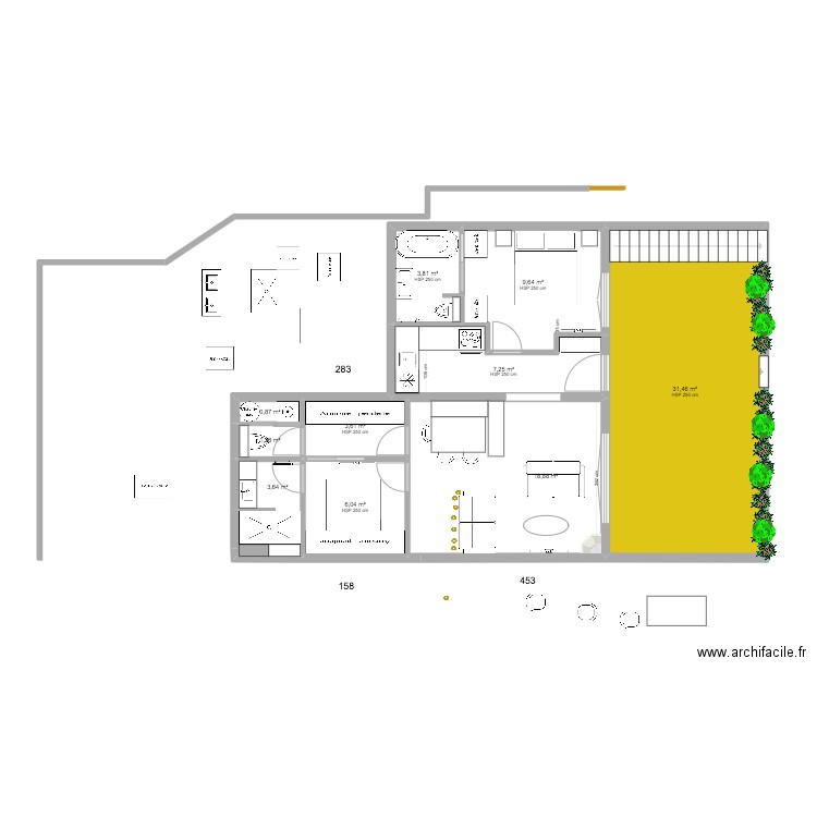 Chalet  STUDIO RDC - Extention. Plan de 16 pièces et 150 m2
