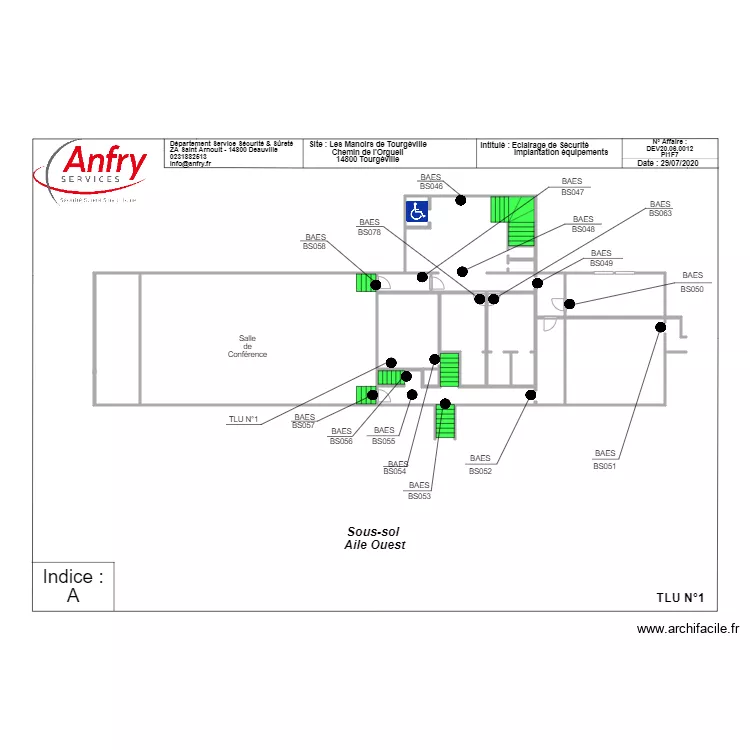 Mannoir Tourg&eacute;ville Sous Sol AILE OUEST. Plan de 