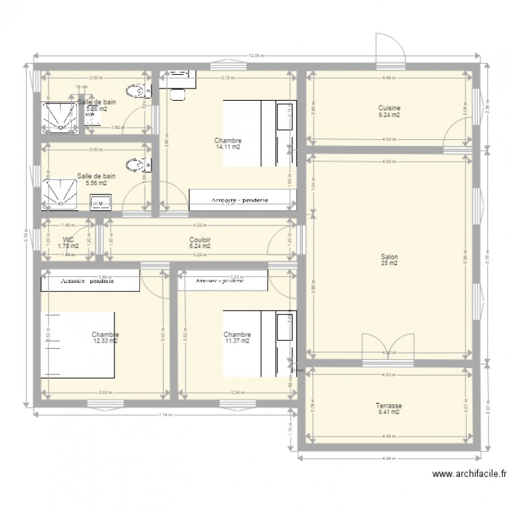 Maison 3 chambres Mouila. Plan de 0 pièce et 0 m2