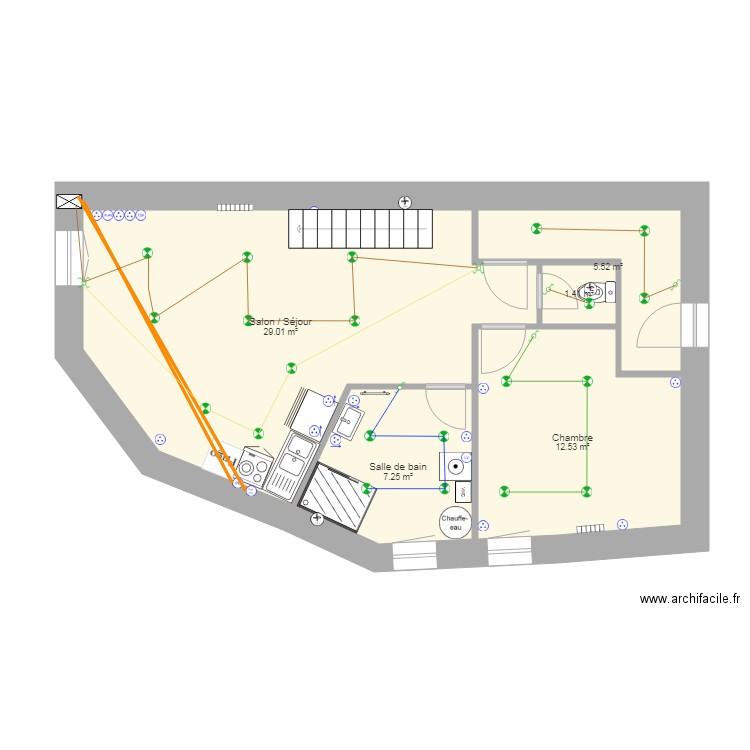 Projet Saint Etienne 1er étage Electricité Pro. Plan de 0 pièce et 0 m2