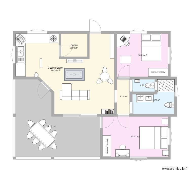 PLAN T3. Plan de 0 pièce et 0 m2