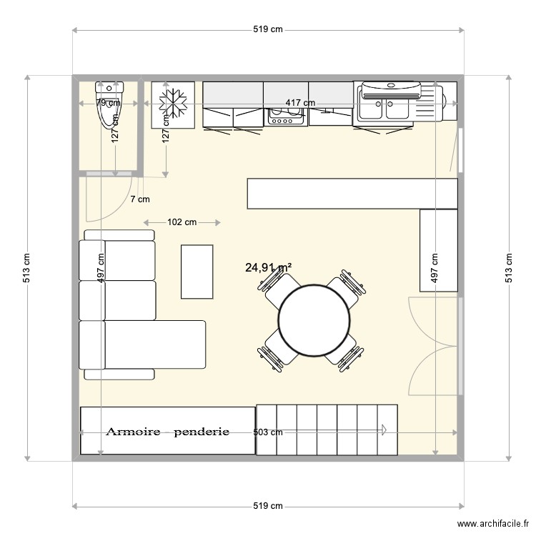 EDEN 7. Plan de 1 pièce et 25 m2