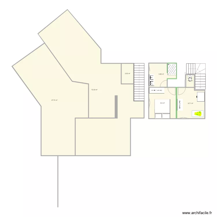 salle de bain &eacute;tage. Plan de 